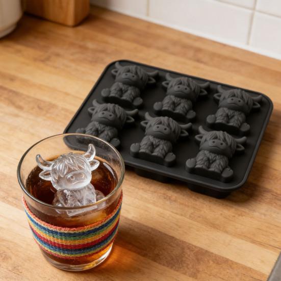 1/2Pcs Ice Cube Mold Mini Highland Cow Food Grade Silicone Reusable Ice Cube Tray Easy To Demold Ice Cube Maker Kitchen Tool