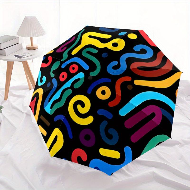 1pc Colorful Patterns Automatic Open/Close Umbrella, Umbrella with Cartoon Design, Portable Compact Umbrella for Men & Women, Good Holiday G