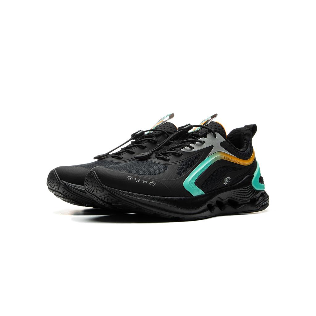 Li Ning Kids Comfortable Versatile Letter Stitched Kids Running Shoes Kids Running Shoes Black Fluorescent-Jade-Green YKFU096-1