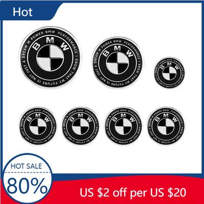 New 7Pcs Front Hood Emblem For 50th Anniversary Logo 82mm+Rear Badge 74mm+Wheel Hub Cap 68mm+Steering Wheel Sticker 45m