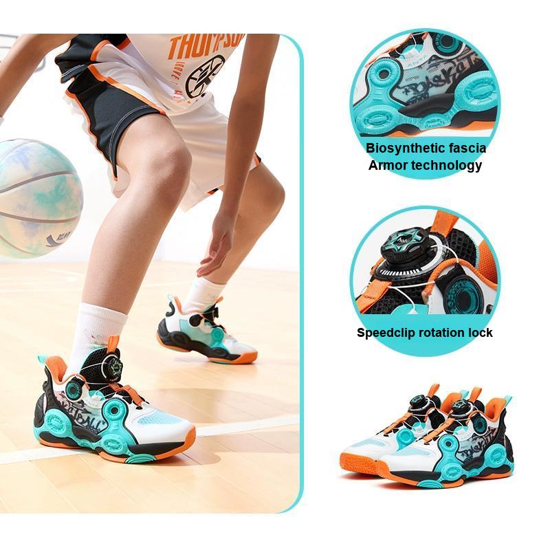 Anta Modellate 2 Comode Scarpe da Basket da Bambino Mid-Top Sportive Antiscivolo Resistenti all'Usura Scarpe da Basket da Bambino Jupiter-Orange 312321102H-3