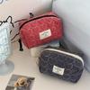 Quilted Love Lattice Handheld Cosmetic Bags Large Capacity Portable Travel Storage Bag Women Zipper Money Phone Bag Clutch Gifts