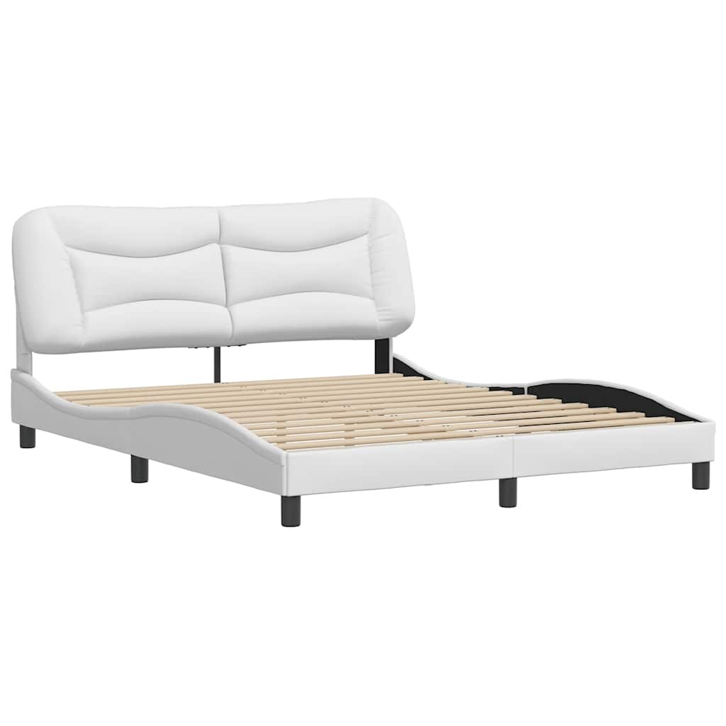 Bed Frame without Mattress Hvar White 160x200 cm Faux Leather