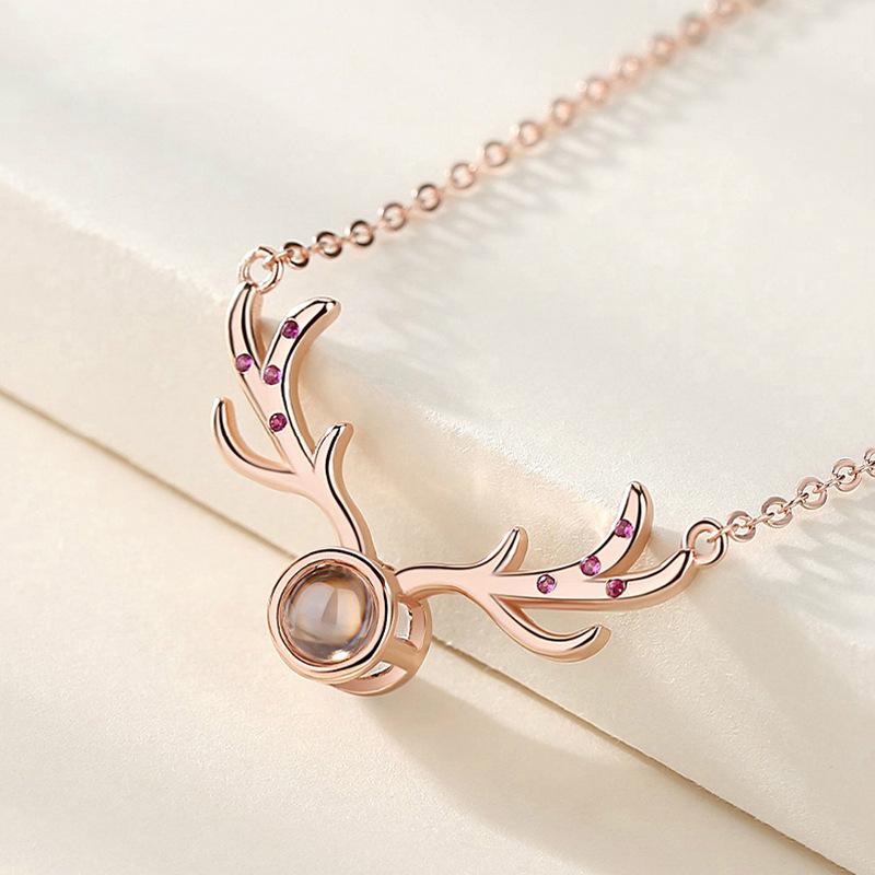 Yilu You Project Necklace for Women Japanese and Korean Simple Students Mori Department Little Elk Antler Pendant Collarbone Chain