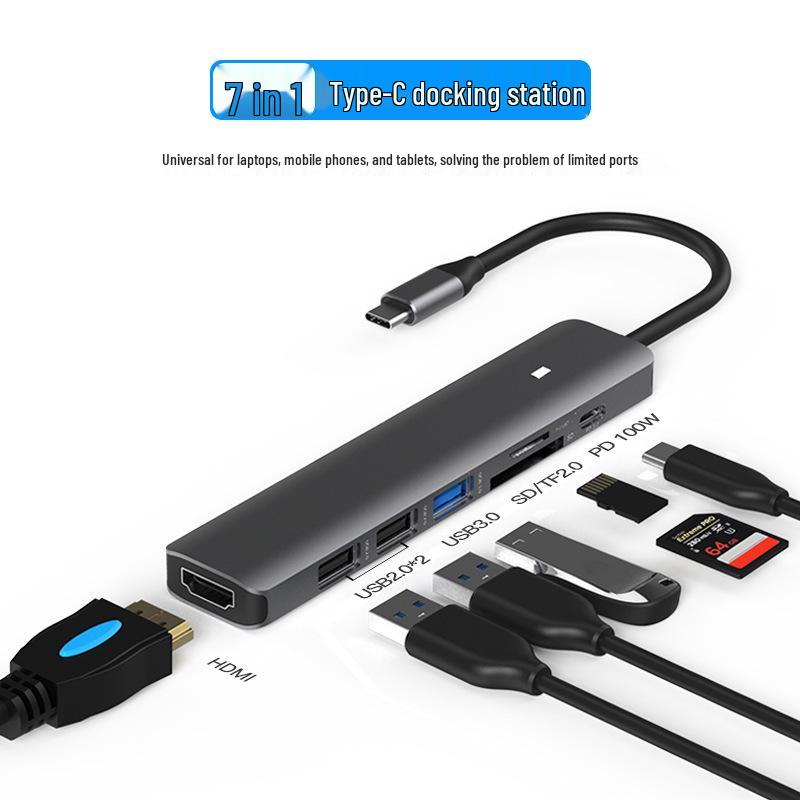 USB-C Hub: 4K HDMI, USB 3.0, Card Reader, Dock for Laptop/Tablet