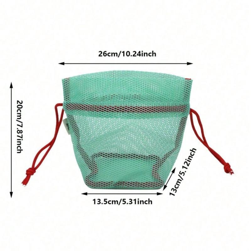 1 Piece Mesh Storage Bag, Shower Bag, Portable Mesh Drawstring Pocket,For Capacity Very Suitable For Travel And Beach Use