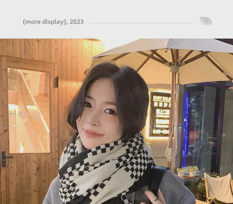 2024 British Checkered Women's Winter Scarf: Versatile Student & Couple Shawl