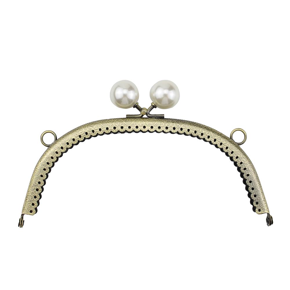 

Pearl Wallet Metal Handle Frame Purse Clutch Kiss Clasp Lock Handbag Accessories