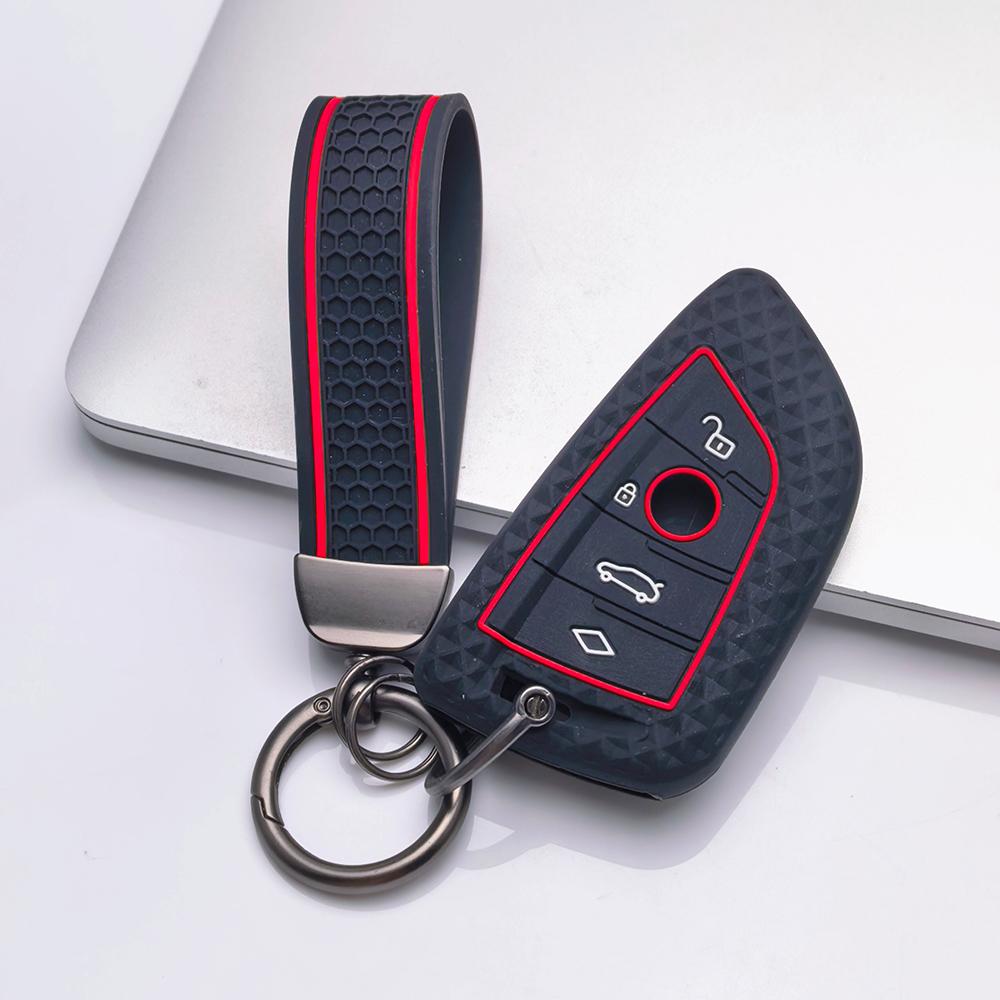 Key Fob Cover for BMW i5 X1 X2 X3 X4 X5 X6 X7 with Keychain Anti-Scratch Guard Shockproof Protection Soft Grip Texture Responsive Button Touch