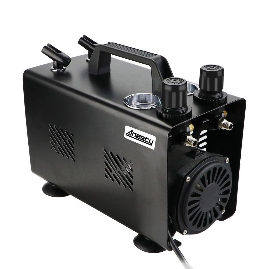 Anesty 2in1 Airbrush Compressor Set for Color Includes 2 Independent Air Regulators with Individual Pressure Airbrush Airbrush, One-Touch Change,
