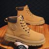 Casual High-Top Men's Boots Waterproof Black  Boots Trendy Shoes British Style Round Toe Rubber Outsole PU Leather Upper