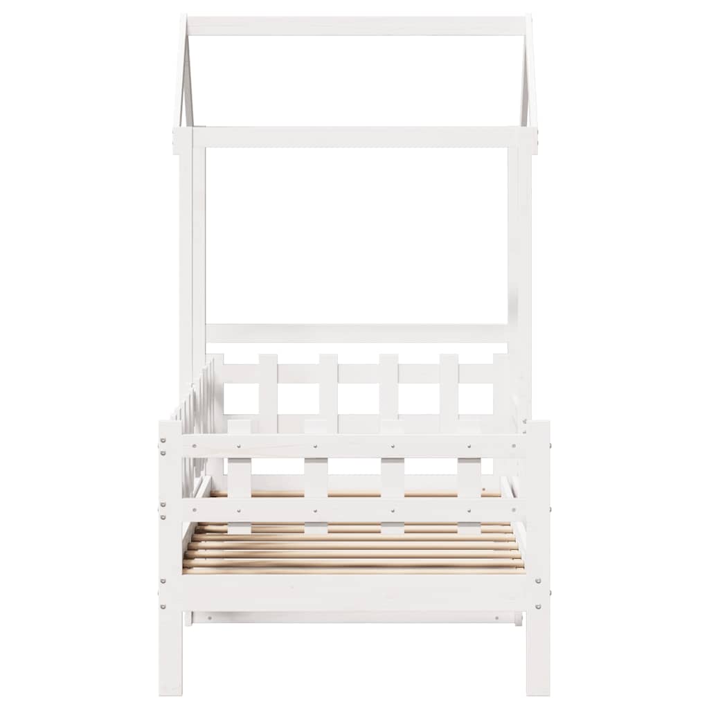 Daybed with Canopy White 80 x 200 cm Solid Pine Wood