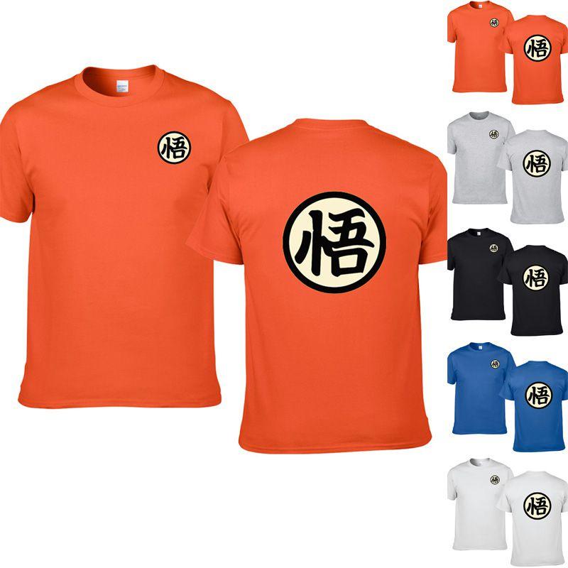Camiseta de Algodão de Manga Curta com Estilo Anime Dragon Ball Super Símbolo Goku Para Uso Casual
