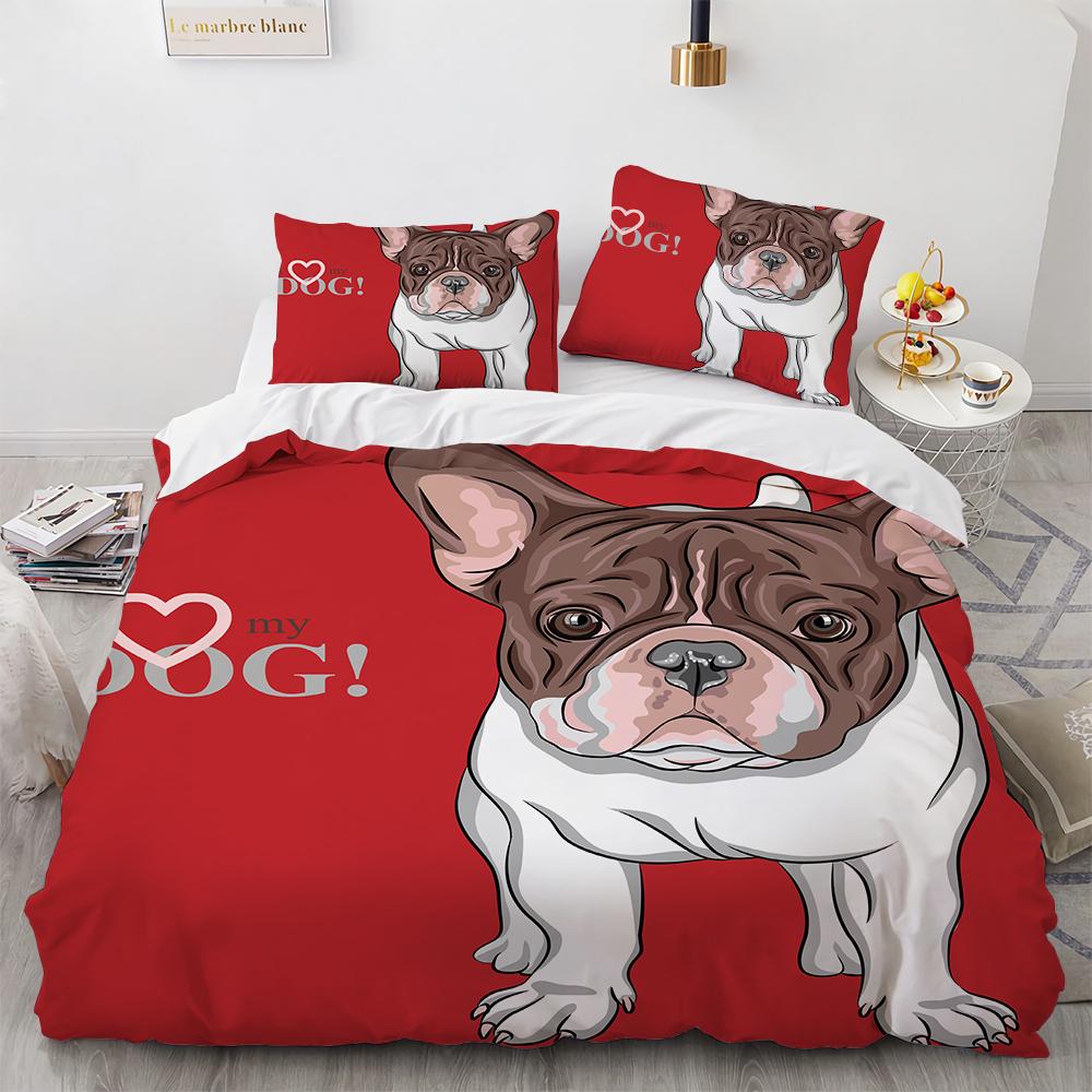 Cartoon Dog King Queen Duvet Cover Lovely Illustrated Pet Puppy Bedding Set  Animal Quilt Cover 2/3pcs Polyester Comforter Cover