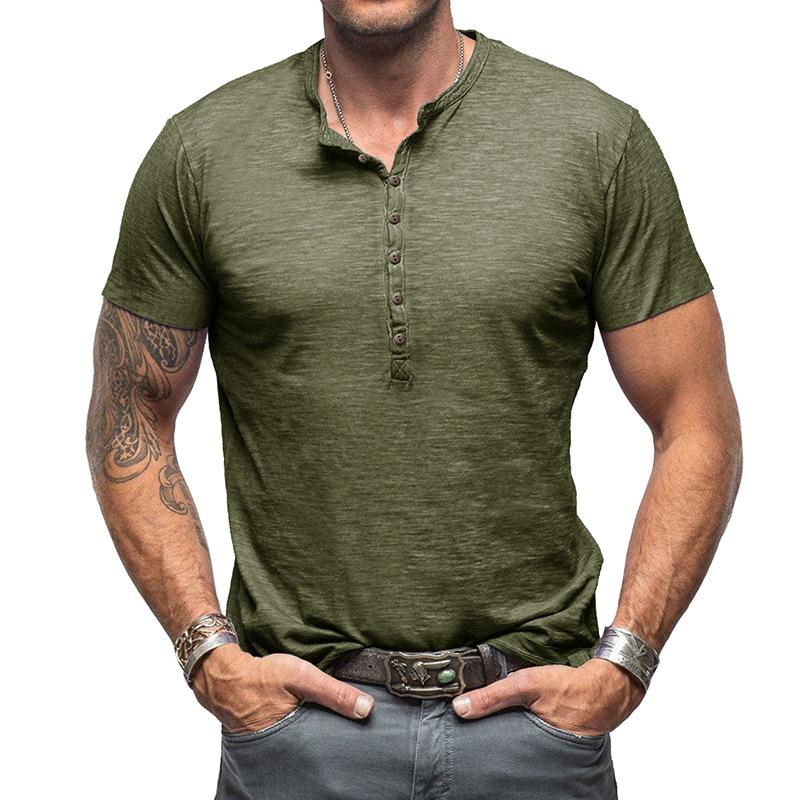 Men'S Sports Work Base Daily Wear T-Shirt Summer Men'S Solid Color Slim Fit Casual T-Shirt Short Sleeved Top