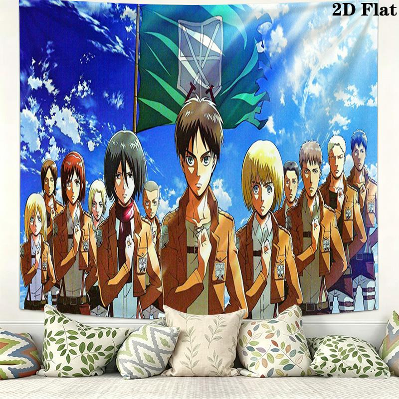 Anime Titan Attack Wall Tapestry Aesthetic Wall Hanging Printed Fabric Blanket Decorative Tapestries for Bedroom Living Room Home Decor