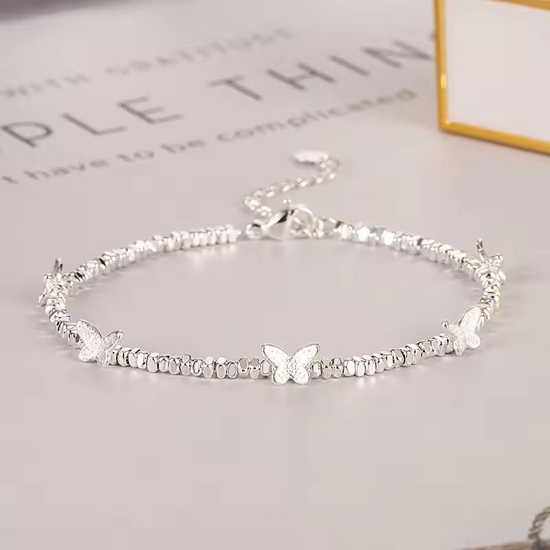 VENTFILLE 925 Sterling Silver Geometric Square Round Bead Bracelet For Women Personality Temperament Simple Hand Jewelry Party