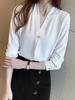 RCL Chiffon Shirt Long Loose Plus No Solid Women's Blouse, Sleeve, V-Neck, Fit, Sizes, Iron, Office/Casual Fashion, Flattering, Color, Breathable,