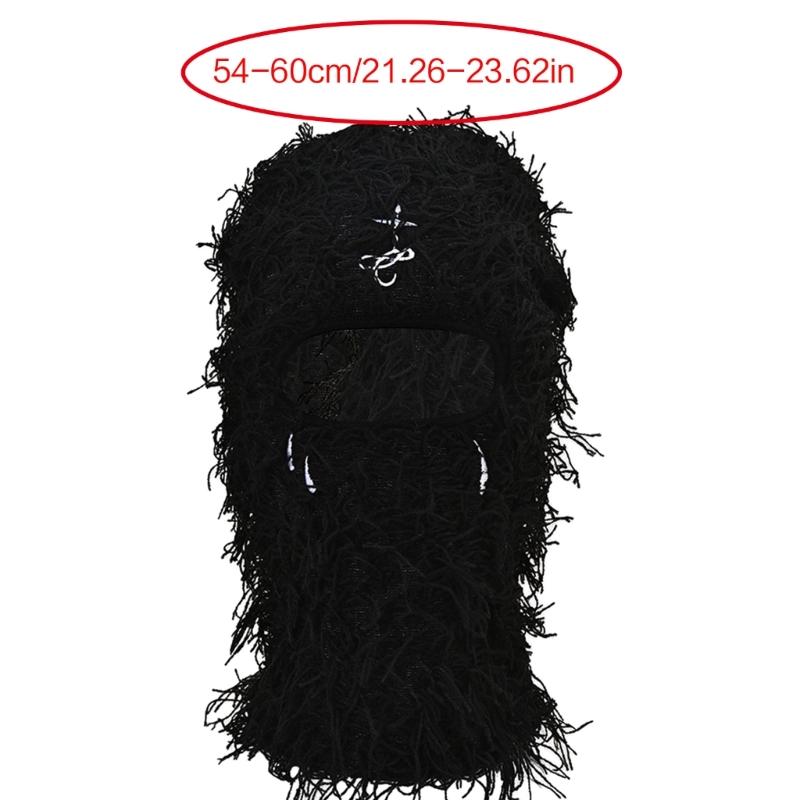 Balaclava für Erwachsene mit gesticktem Muster, elastisch, winddicht, Nackenschutzmütze mit freiem Augenloch, Winter-Radfahren, Skifahren