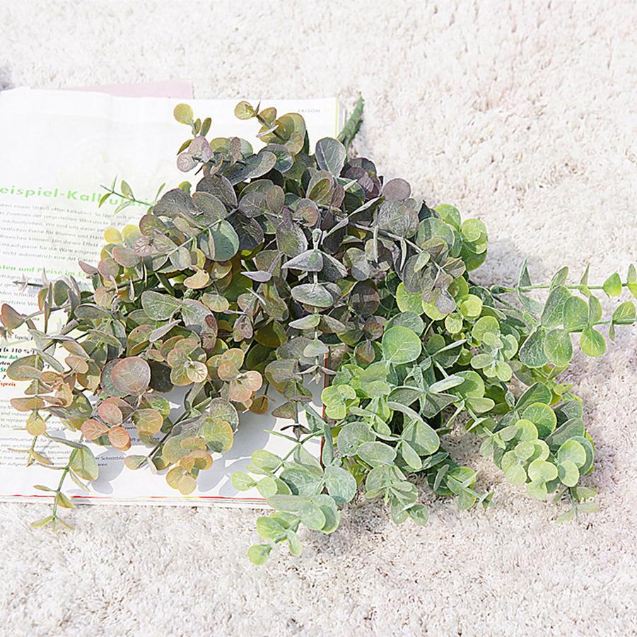 Artificial Flowers Green Eucalyptus Leaves Garden Vase Home Room Festival Wedding Bridal Bouquets Decoration Fake Plastic Plants