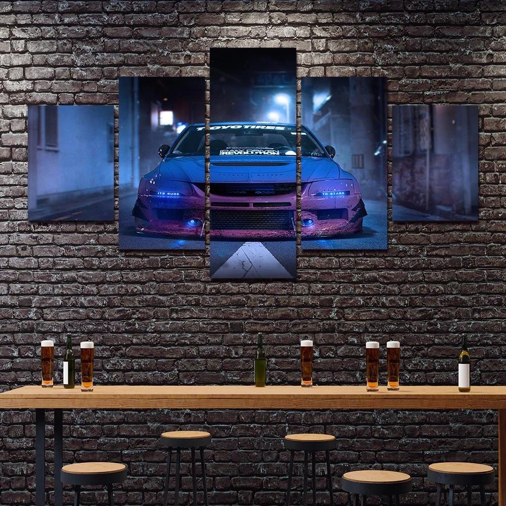 Modular Canvas Painting 5 Pieces Seaside Smoke Car Man HD Posters Prints Wall Art Modern Living Room Home Decor No Frame Picture