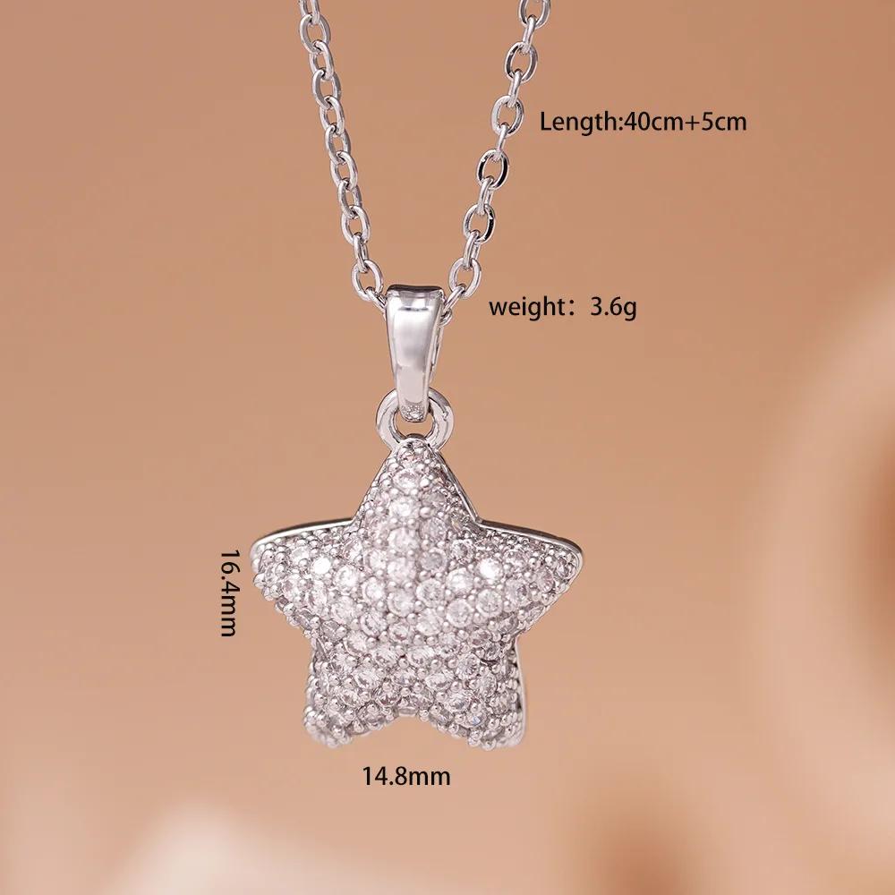 

Fashion Bling Zircon Star Pendant Necklaces for Women Girls Stainless Steel Chain Cute Star Jewelry Gifts for Friends Lover