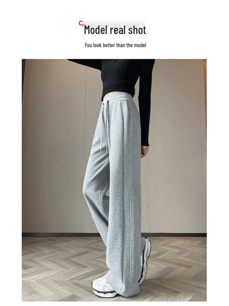Damskie spodnie dresowe na wiosnę/jesień 2025 - Mały rozmiar, Prosta nogawka, Casualowa odzież sportowa
