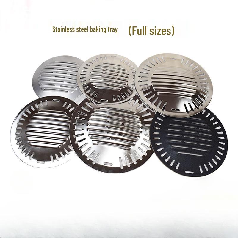 Korean Style Round Stainless Steel BBQ Grill Pan