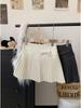 Women's Plus Size High-Waisted Woolen Pleated A-Line Skirt with Bow