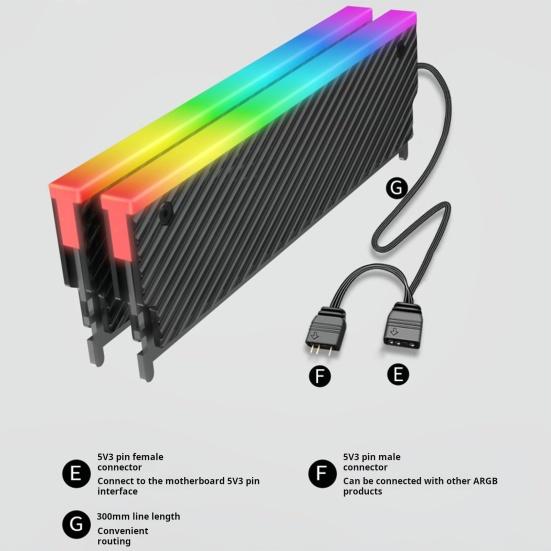 5V 3PIN ARGB RAM Heatsink Cooler Aura Sync Aluminum Alloy DDR2 DDR3 DDR4 DDR5 Desktop Memory Module Radiator PC Accessories
