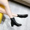 Casual Women's Thick Heel Medium Heel Boots Women's 2025 New Winter Square Toe Back Zipper Heightening Short Boots
