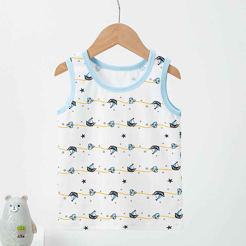 

Children s vest pure cotton Lycra summer thin cartoon print children s men s and women s sleeveless bottoming shirt small vest 160cm