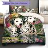 Biancheria da letto con motivo dalmata e fiori Decorazione per la casa Regalo di compleanno (1 * copripiumino + 2 * federa, senza nucleo)