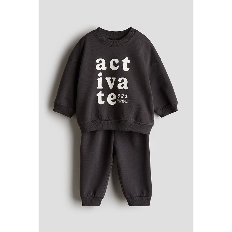

HM Children s Clothing Baby Boys Suit 2-Piece 2025 Autumn New Arrival Cotton Long Sleeves Sweatshirt Mid-Waist Pants 1265639
