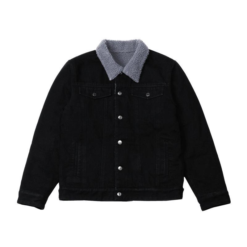 

Men s Slim Fit Denim Jacket with Thick Lambswool Fleece Lining - Korean Style for Autumn/Winter 2026 XXXL