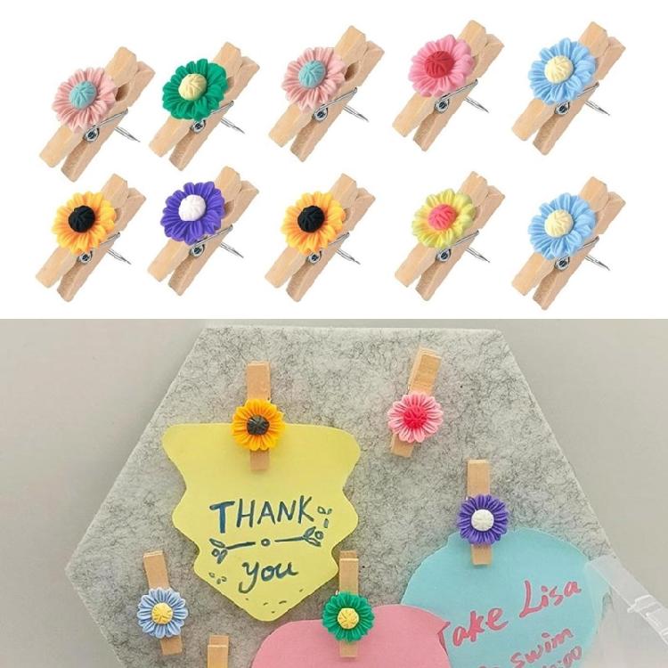 10Pcs Multicolor Decorative Push Pins Floral Design Clips For Crafting Scrapbooking Home Office Use