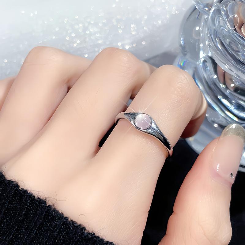 Niche Design Double-Layer Pink Love Open Ring Set Stacked Ring Personalized Women'S Fashion High-End Jewelry