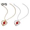 Dámský náhrdelník Kamínkový přívěsek Srdce Červená růže Kontrastní barva Leštěná slitina Symbol vášnivé lásky Šperk na krk na rande, pro každodenní nošení, na bankety