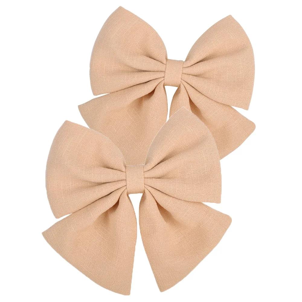 2 Pcs/lot Cute Solid Cotton Hair Bows With Clip For Girls Hair Clips Handmade Hairpins Barrettes Headwear Kids Hair Accessories