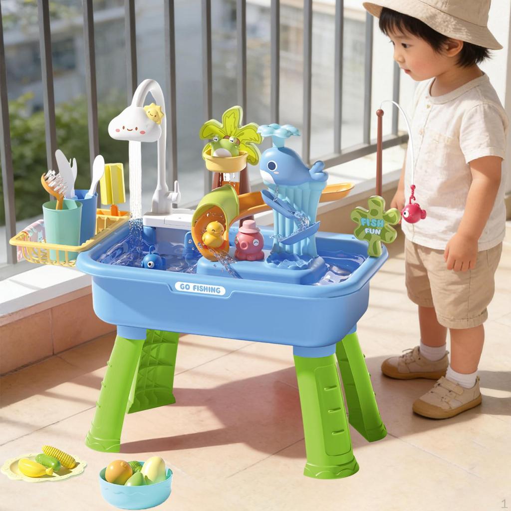 Playset Electric Water Circulation Pretend Cooking Table Dishwasher Detachable Legs PP Material