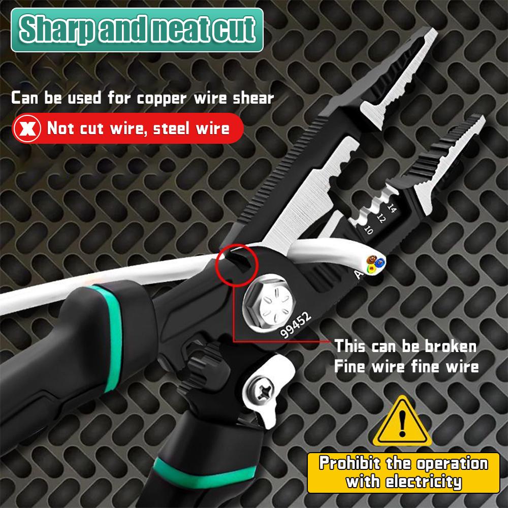 9 In 1 Wire Strippers Cutter Multi-function Nippers Sharp-nosed Peeling Pliers Electric Cable Stripping Electrician Crimpingtool
