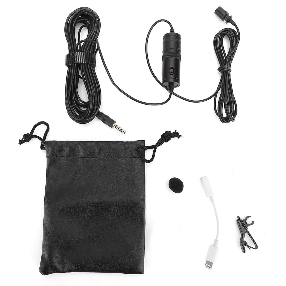 Mini Collar Clip Microphone Karaoke Live Broadcast Mic with Battery for Mobile Phone PC(MicrophoneAdapter for IOS )
