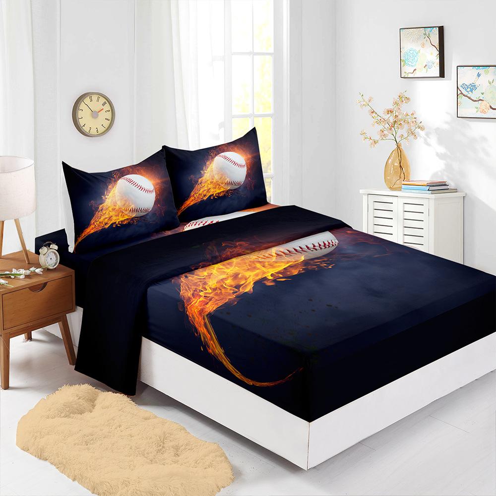 

Mattress Four-Piece Sports Football Baseball 3D Digital Printing Kit Mattress Protective Cover (90cm * 190cm * 40cm) Pillowcase * 1