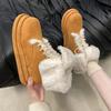 Women Fur Snow Boots Flats Platform Warm Cottom Shoes Winter Trend Sneaker Casual Running Shoes Lace Up Chelsea Boots Mujer