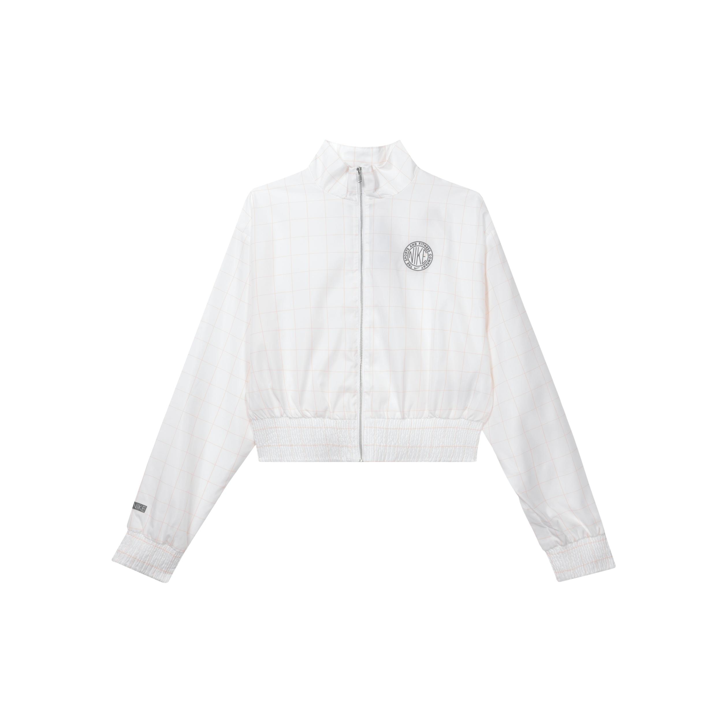 (WMNS) Nike Plaid Windproof Sports Stand Collar Jacket White Women s CZ8235-100 XL