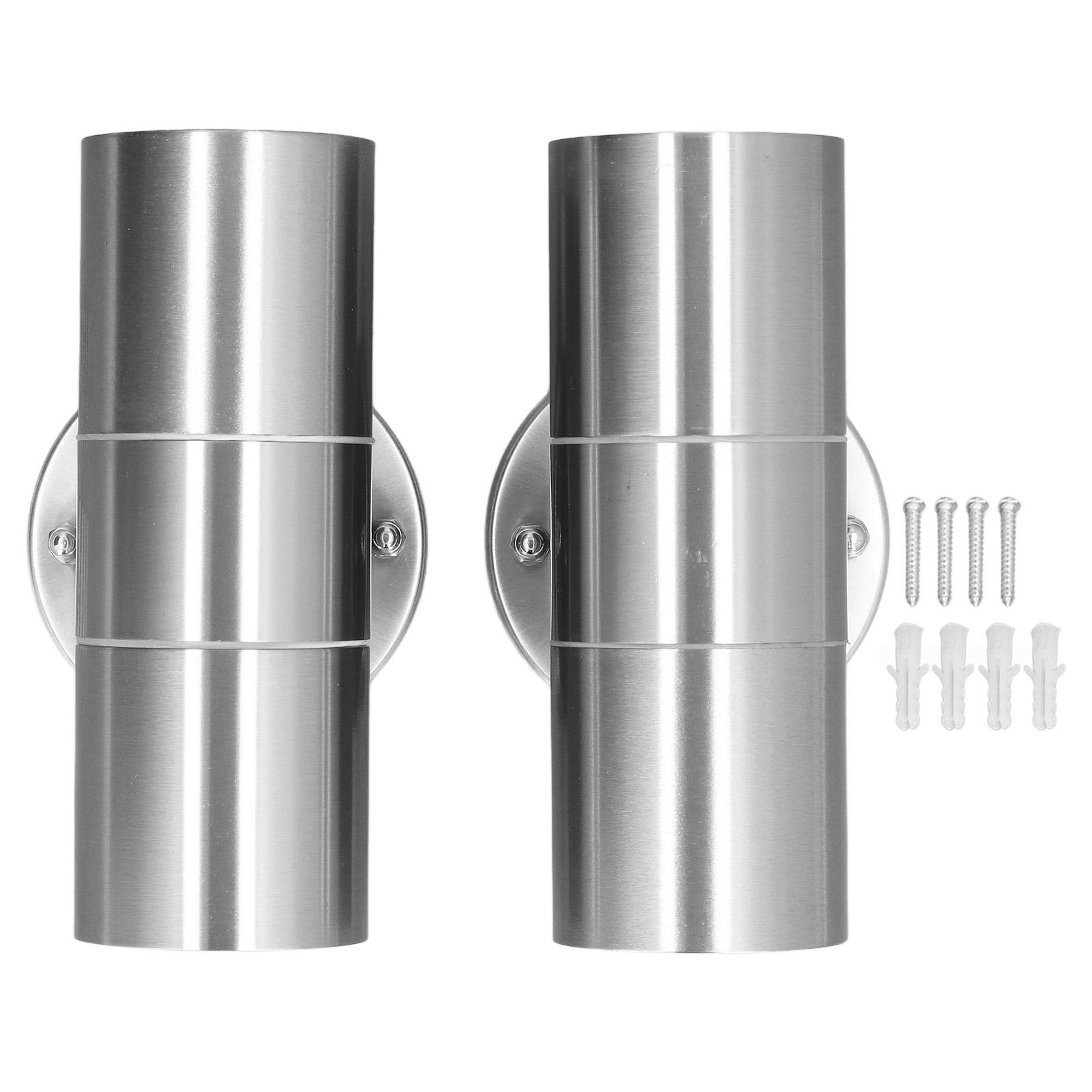 

2 шт. GU10 нержавеющая сталь наружный настенный светильник водонепроницаемый светодиодный цилиндр вверх вниз настенный светильник для двора серебряный