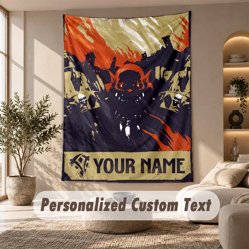 Tapestry Custom Name Text, Wall Hanging Tapestry Home Room DecorWorld of Warcraft