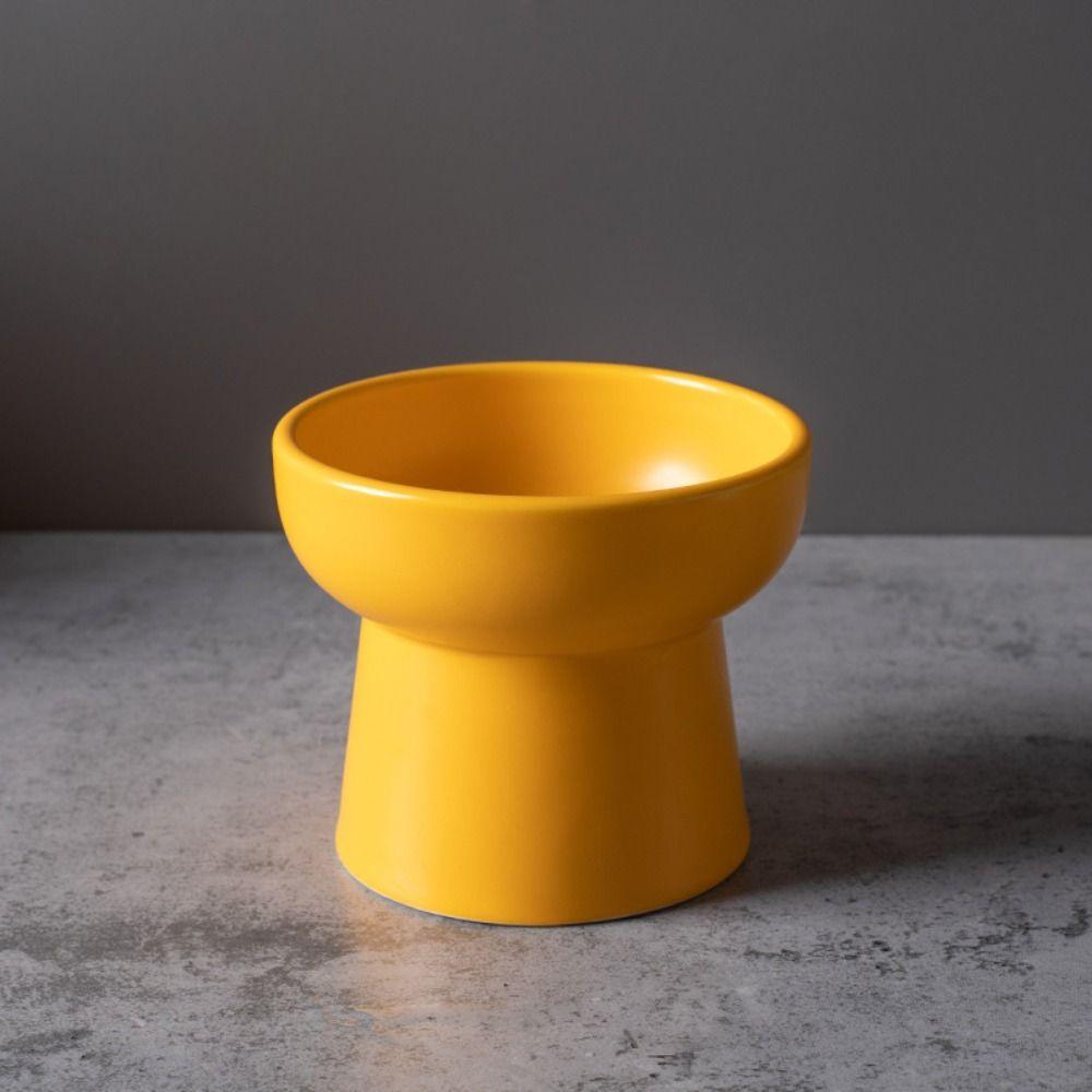 New Ceramic Raised Cat Bowl Elevated Solid Color Pet Water Bowls Tilted Large Diameter Dog Food Bowl Cat Accessories