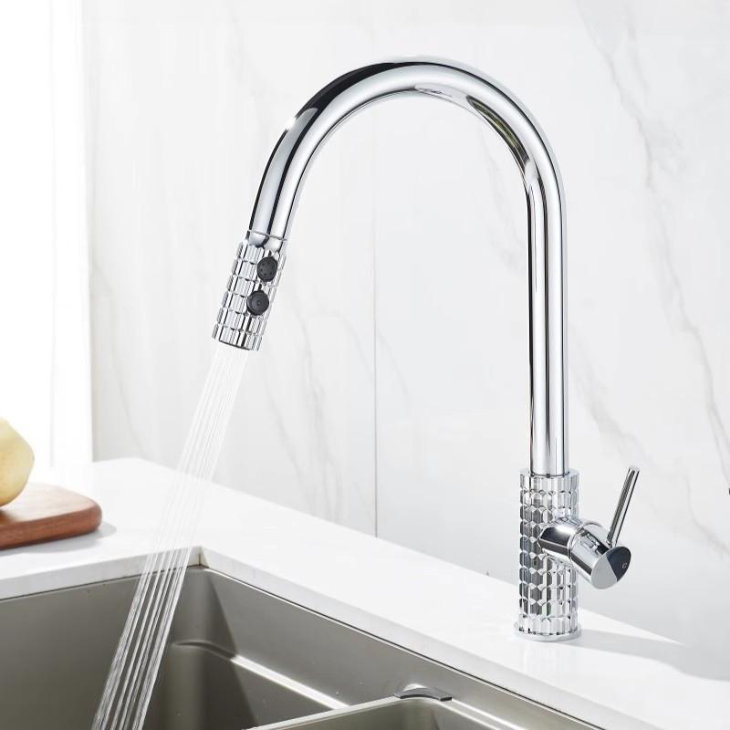 

Brushed Gold Pull Out Kitchen Faucet Brass Gray Sink Faucet Tap 360 degree rotation torneira cozinha mixer taps Gold Kitchen Tap