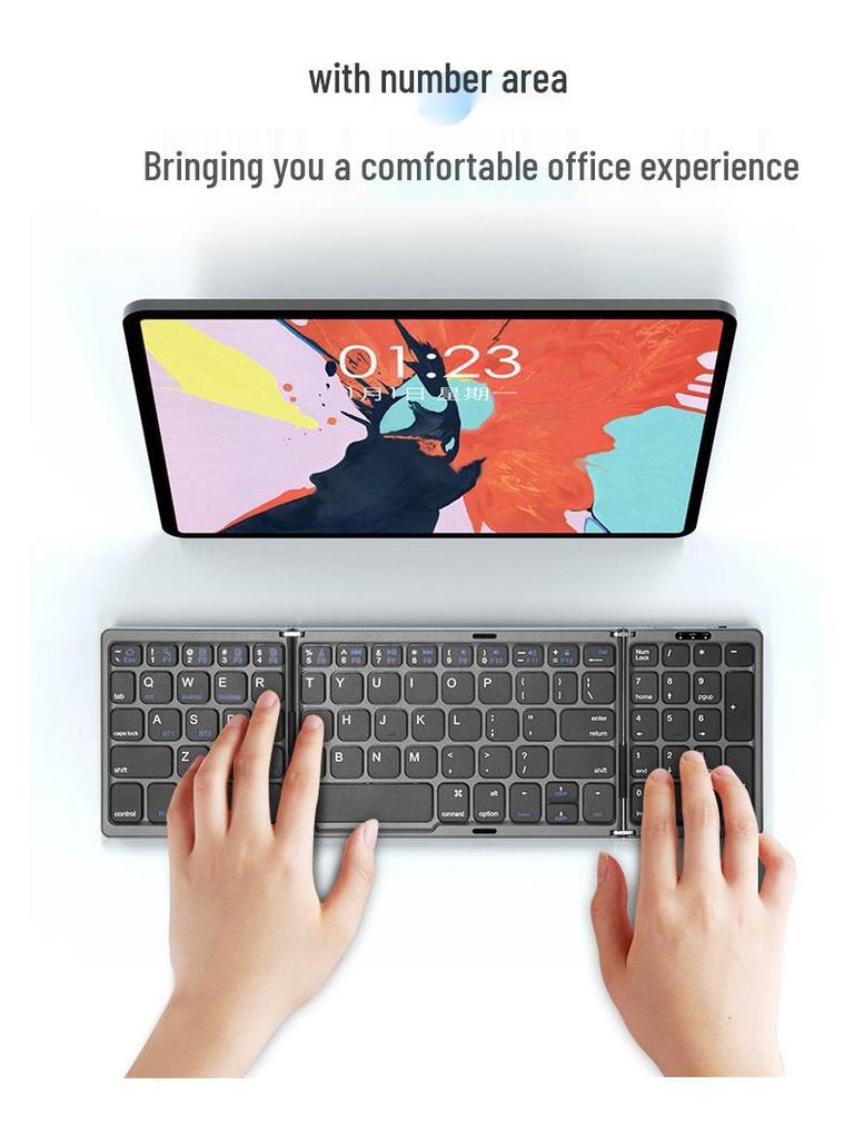 Tragbare dreifach faltbare Bluetooth-Tastatur für Mobiltelefon, Tablet & Laptop